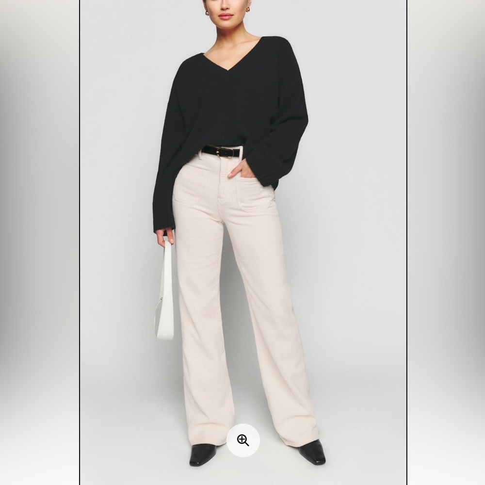 BRAND NEW - Reformation - Alyssa High Rise Wide Leg Curdory Pants - Bone color